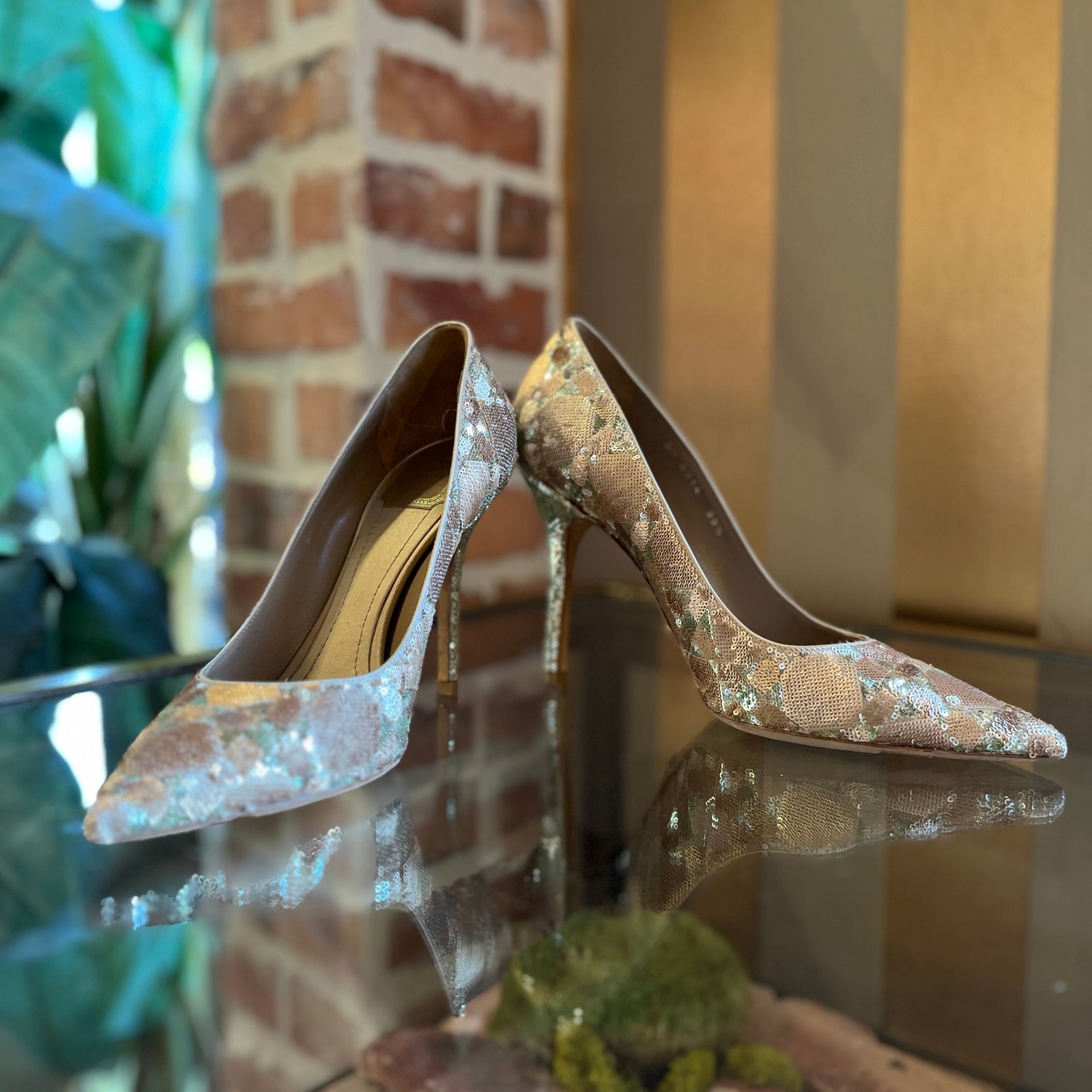 Dior Metallic Gold Sequin Embellished Heels Sz 39.5 (Us 9.5)